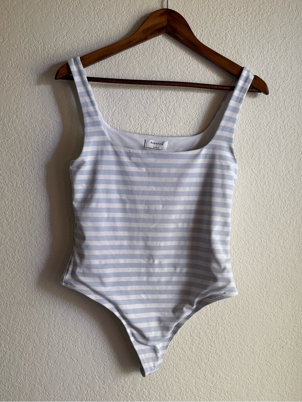Aritzia Babaton Contour Striped Square Neck Bodysuit L